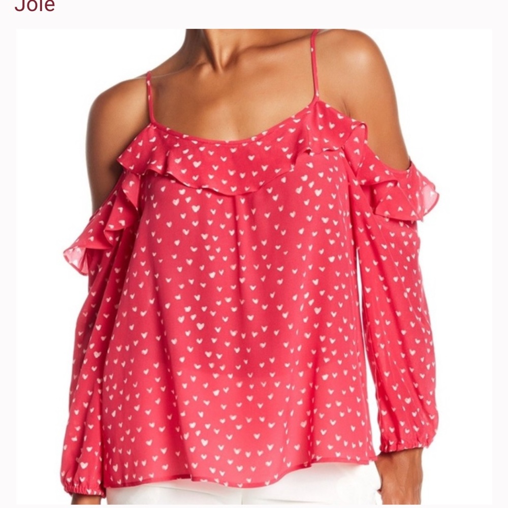 Joie ‘Birtha’ ruffle cold shoulder silk blouse